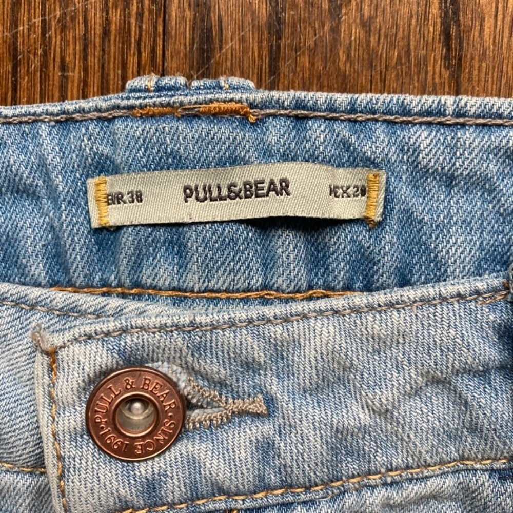 PULL&BEAR DISTRESSED MINI LOW RISE DENIM SKIRT SIZE 38 - Picture 6 of 8